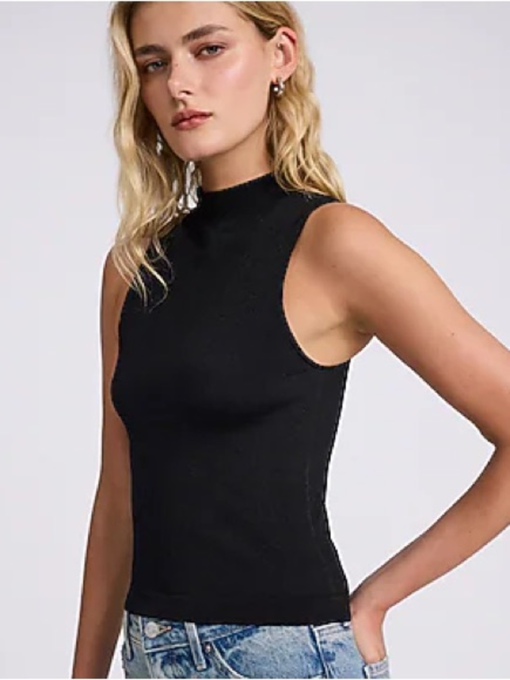 Express Sleeveless Mock Neck Sweater in pitch black